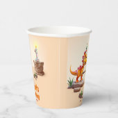 Dragon Little Dino | 1e verjaardag foto groot numm Papieren Bekers (Rechts)