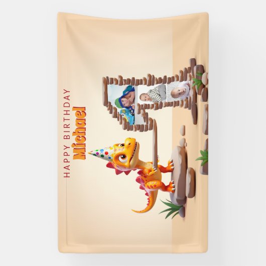 Dragon Little Dino | 1e verjaardag groot aantal fo Spandoek (Verticaal)