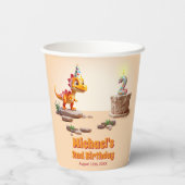 Dragon Little Dino | 2e verjaardag foto groot numm Papieren Bekers (Achterkant)