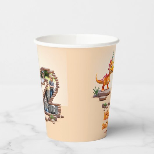 Dragon Little Dino | 2e verjaardag foto groot numm Papieren Bekers (Links)