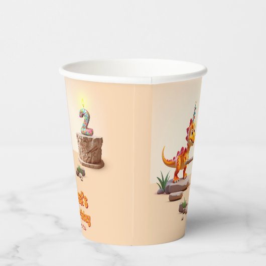 Dragon Little Dino | 2e verjaardag foto groot numm Papieren Bekers (Rechts)