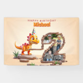 Dragon Little Dino | 2e verjaardag grote aantal fo Spandoek (Horizontaal)