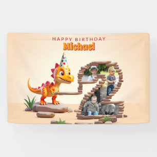 Dragon Little Dino 2e verjaardag grote aantal fo Spandoek