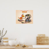 Dragon Little Dino | Foto groot nummer 2e verjaard Poster (Keuken)
