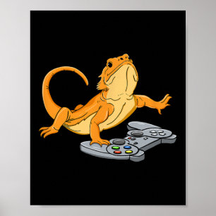 Dragon Lizard Gamer Videospel Gecko Poster