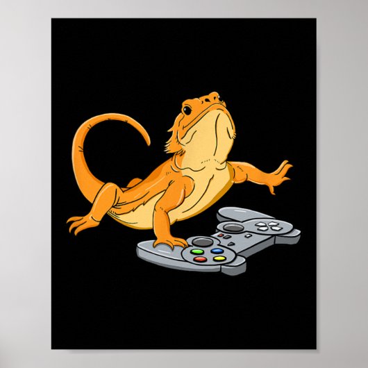 Dragon Lizard Gamer Videospel Gecko Poster (Voorkant)