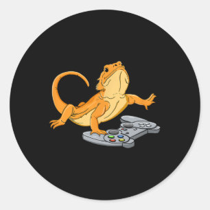 Dragon Lizard Gamer Videospel Gecko Ronde Sticker