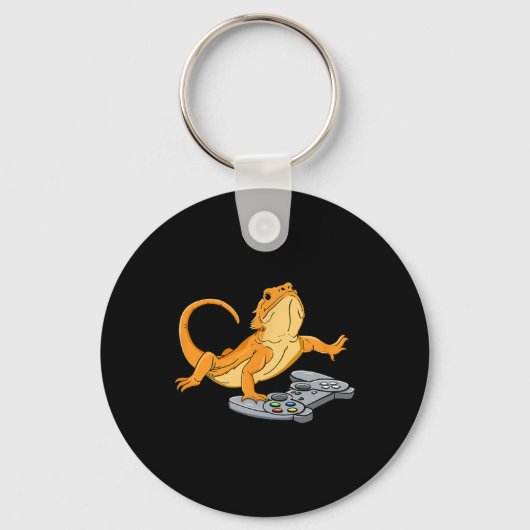 Dragon Lizard Gamer Videospel Gecko Sleutelhanger (Voorkant)