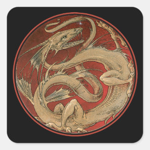 Dragon Lore Art Nouveau Vierkante Sticker