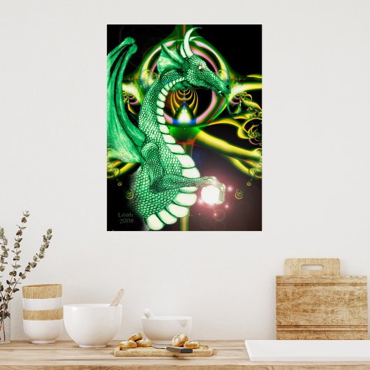 ~Dragon Lore~ Magical Green Dragon Poster (Keuken)