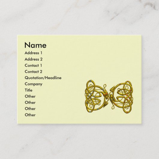 DRAGON LOVE Fantasy Gold Celtic Knot Dragons Visitekaartje (Voorkant)