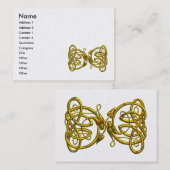 DRAGON LOVE, Gold Celtic Knoopt Fantasy White Pear Visitekaartje (Voorkant / Achterkant)