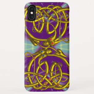 DRAGON LOVE, GOLD CELTIC KNOTS DRAGONS, Paars Case-Mate iPhone Case