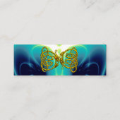DRAGON LOVE Gold Keltische knopen Blauwgroen Blauw Mini Visitekaartje (Achterkant)