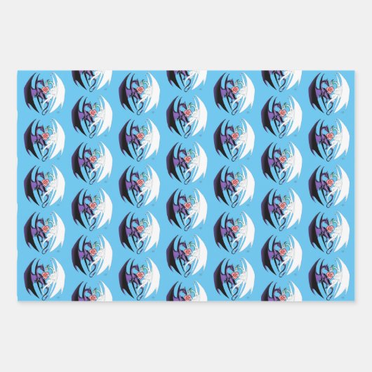 Dragon Love Heart Blue Inpakpapier Vel (Voorkant 2)