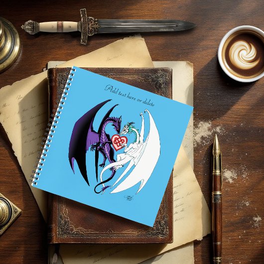 Dragon Love Heart Blue Notitieboek