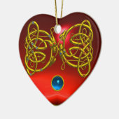DRAGON LOVE HEART Red Ruby en Blue Sapphire Keramisch Ornament (Links)