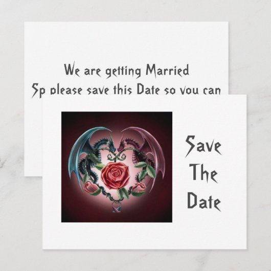 Dragon Love Save the Date Aankondigingskaart (Voorkant / Achterkant)