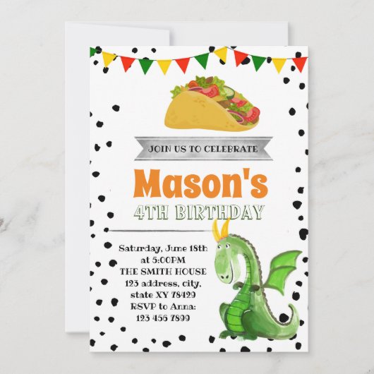 Dragon love tacos party kaart (Voorkant)