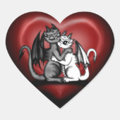 Dragon Lovepair Hart Sticker (Voorkant)