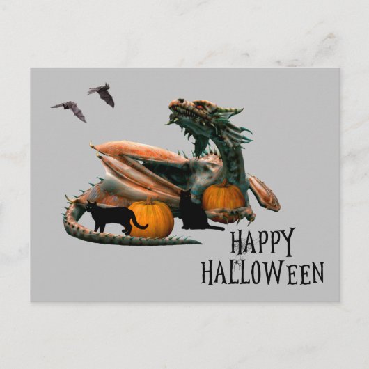 Dragon Lover Happy Halloween Pumpkin Cat Briefkaart (Voorkant)