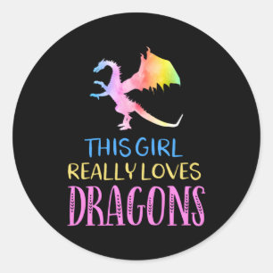 Dragon Loves Draken Vleugels Fantasie Vuur Dragon Ronde Sticker