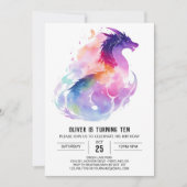 Dragon Magic Waterverf Verjaardag Kaart (Voorkant)