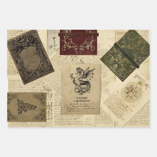 dragon Magical Beasts Grimoire Inpakpapier Vel (Voorkant 3)