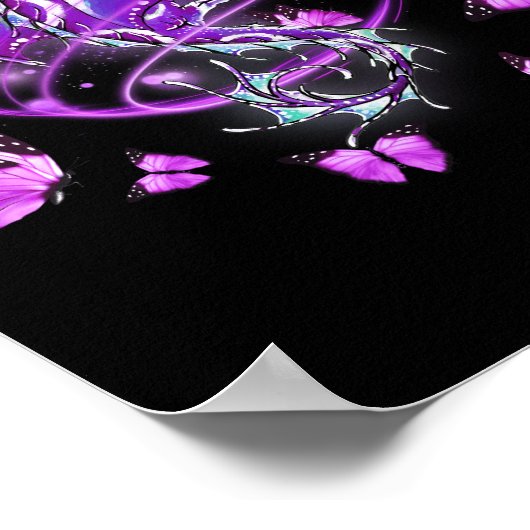 Dragon Magical Paarse Butterfly Poster (Hoek)