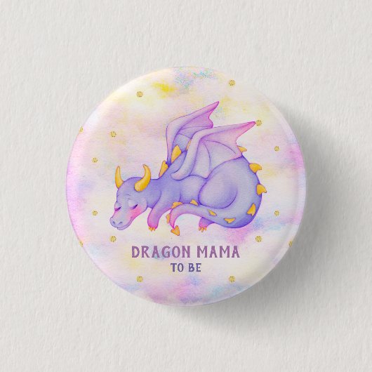 Dragon Mama om Baby shower Paarse dragon Button te (Voorkant)