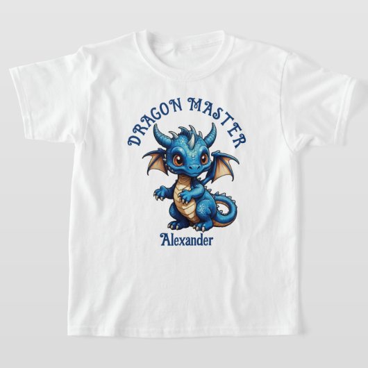 Dragon Master Schattige Blue Dragon Personaliseer  T-shirt (Laagn)