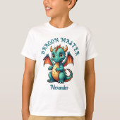 Dragon Master Schattigee groene draak personaliser T-shirt (Voorkant)