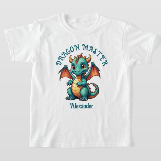 Dragon Master Schattigee groene draak personaliser T-shirt (Laagn)