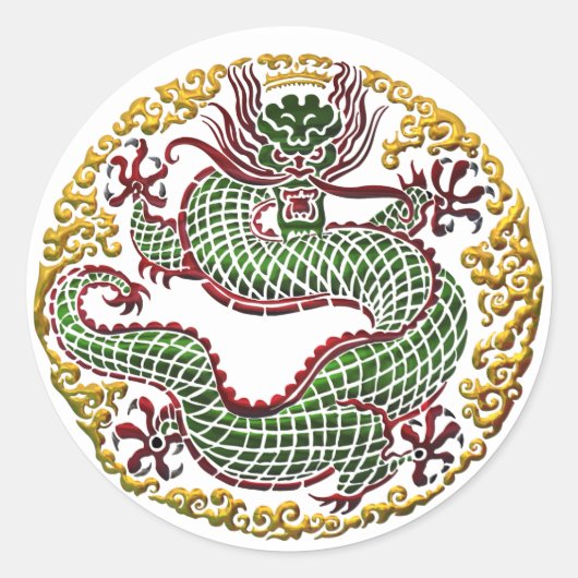 Dragon Medallion Ronde Sticker (Voorkant)