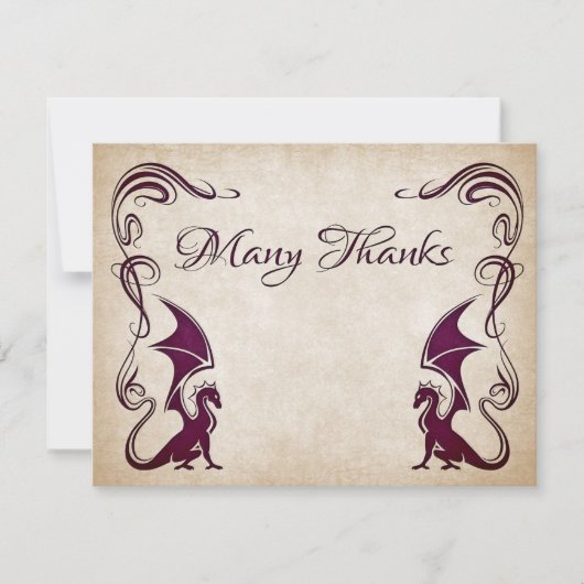 Dragon Medieval Fantasy Wedding Bedankkaart (Voorkant)