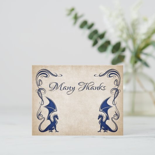 Dragon Medieval Fantasy Wedding Bedankkaart (Staand voorkant)