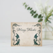 Dragon Medieval Fantasy Wedding Bedankkaart (Staand voorkant)