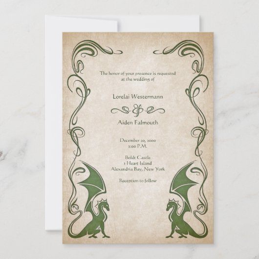 Dragon Medieval Fantasy Wedding Kaart (Voorkant)