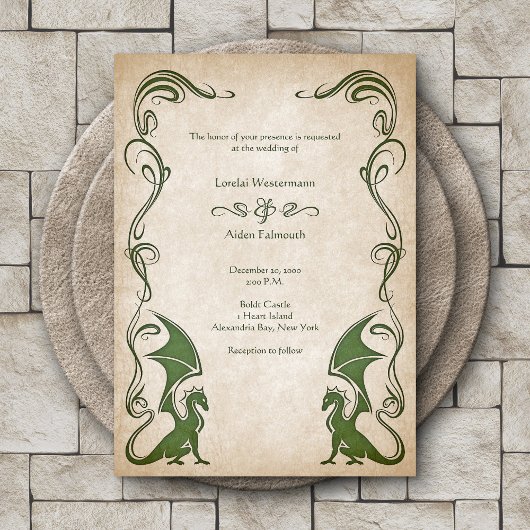 Dragon Medieval Fantasy Wedding Kaart