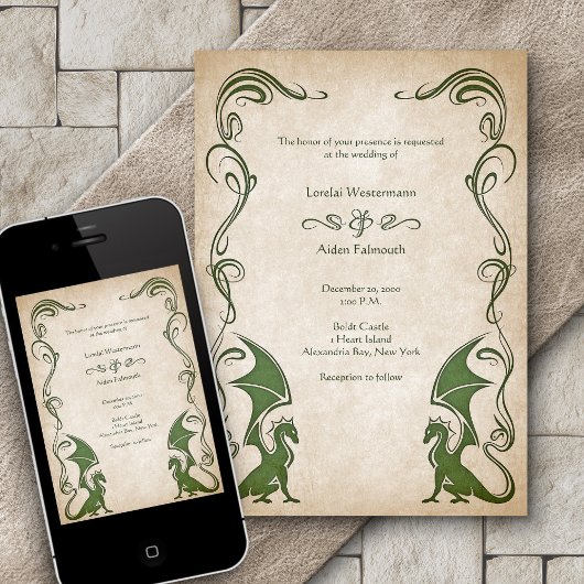 Dragon Medieval Fantasy Wedding Kaart