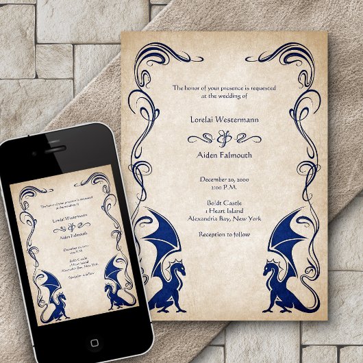 Dragon Medieval Fantasy Wedding Kaart