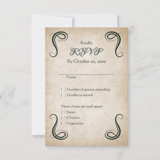 Dragon Medieval Fantasy Wedding RSVP Kaartje (Voorkant)