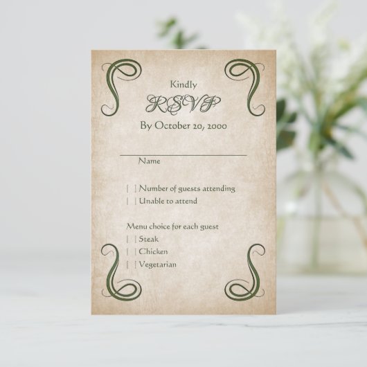 Dragon Medieval Fantasy Wedding RSVP Kaartje (Staand voorkant)