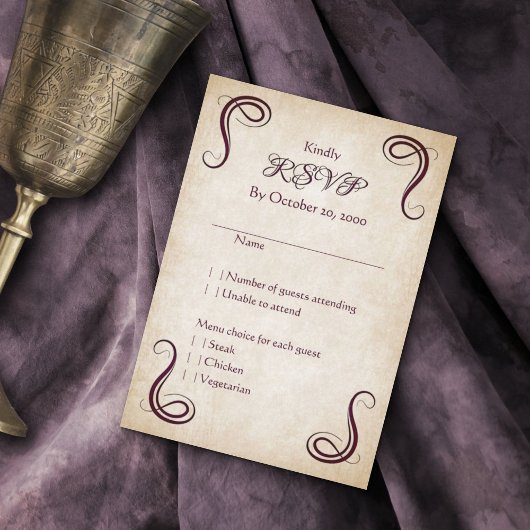 Dragon Medieval Fantasy Wedding RSVP Kaartje