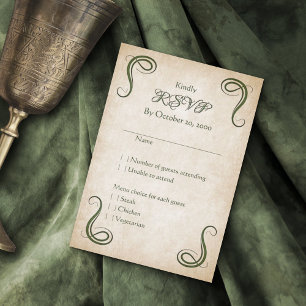 Dragon Medieval Fantasy Wedding RSVP Kaartje