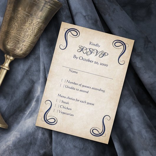 Dragon Medieval Fantasy Wedding RSVP Kaartje