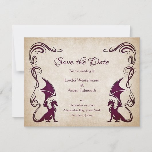 Dragon Medieval Fantasy Wedding Save The Date (Voorkant)