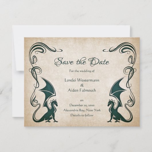 Dragon Medieval Fantasy Wedding Save The Date (Voorkant)