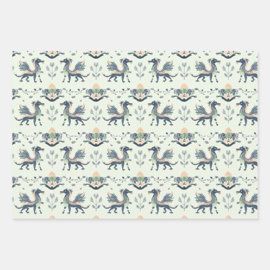 Dragon Medieval Wrapping Paper Flat Sheet Set van (Voorkant 3)