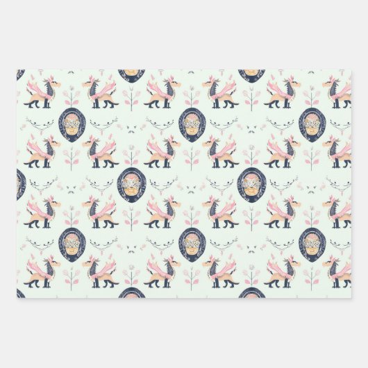 Dragon Medieval Wrapping Paper Flat Sheet Set van  (Voorkant)